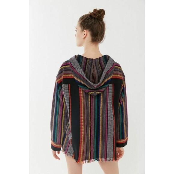 Urban Outfitters Tyler Lace-Up Top Pullover Hoodie Striped Sweatshirt XS 209241 - Picture 3 of 12